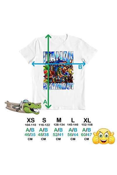 OEM Kids Boys' T-Shirt Brainrot Italian Retro Meme Shark