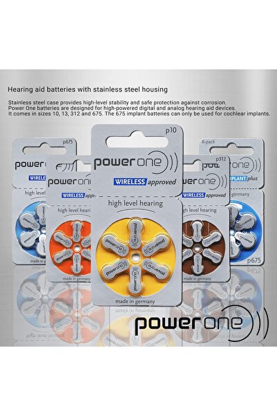 powerone بطاريات المعينات السمعية 312 خالية من الزئبق، عبوة واحدة من 6 بطاريا...