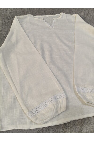 UK CREATIONS COTTON WHITE LINEN SHIRT