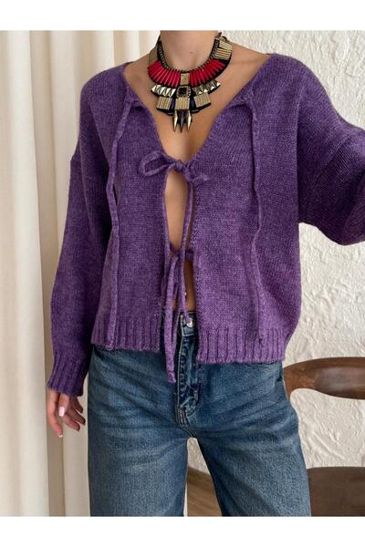 fujya Tie Front Laura Cardigan Lilac