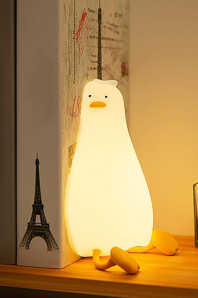 MOBEE Çocuk Bebek Odası Yatan Ördek Figür Gece Lambası LED Işık Sevimli Figür...