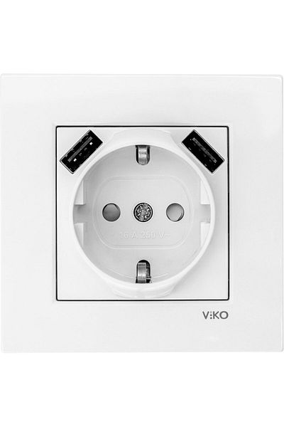 AC BOX Karre White 2 USB Grounded Socket Ac Box 861931