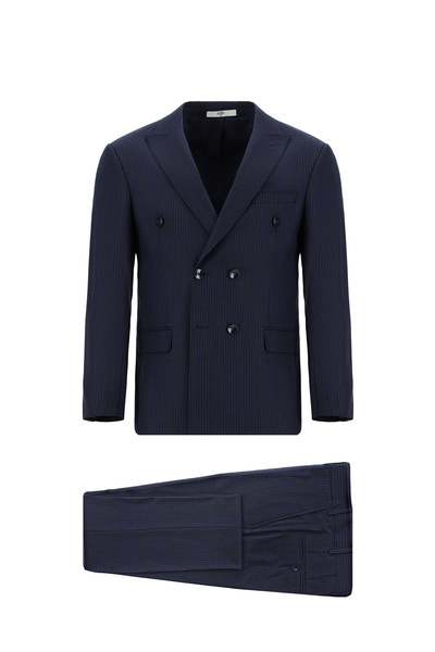 Kiğılı Slim Fit Slim Fit Striped Woolen Double Breasted Suit
