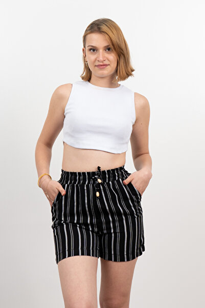 MissVina Ελαστικό σορτς με ρίγες και κοντή τσέπη 30282