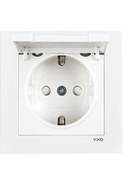AC BOX Karre 55 White Covered Grounded Socket C1 Mechanism Anti-Bump Ac Box 861931