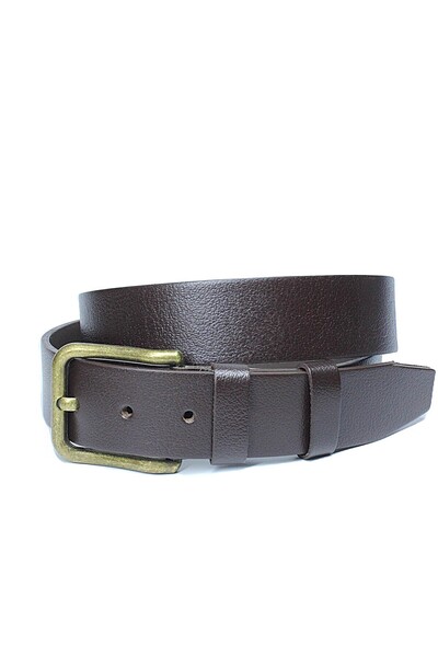 derikem 100% Genuine Leather Men's Belt Yellow Buckle 4cm