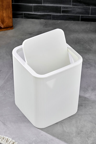 Homie Çizgili Kare Kapaklı Klik Çöp Kovası Banyo Mutfak