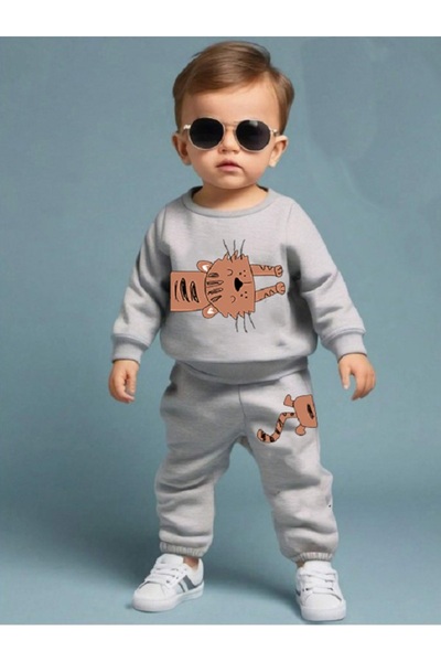 bebekpare Boy's Bottom Top Set Wild Gray (Non-Shardon Fabric) 100% Cotton