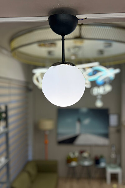 MINIMAL ETICARET VE BILGI TEKNOLOJILERI Globe Black & Silver ONE Beyaz Cam Avize