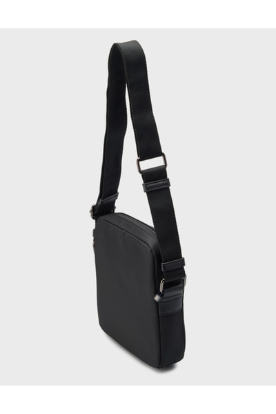 PAUL&SHARK Men's Black Bag with Zippered Front Pocket, Logo Label and Adjustable Shoulder Strap 15318111-011