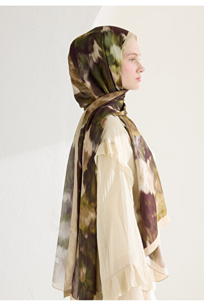 Fresh Sweet Peony Flower Viscos Shal Beige