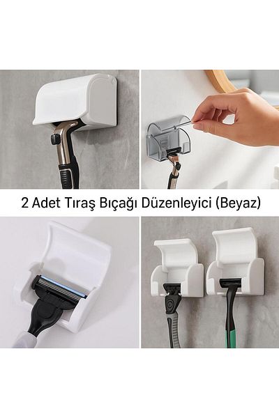 Hayveys 2 Pieces Razor Blade Organizer Adhesive Bathroom Razor Organizer