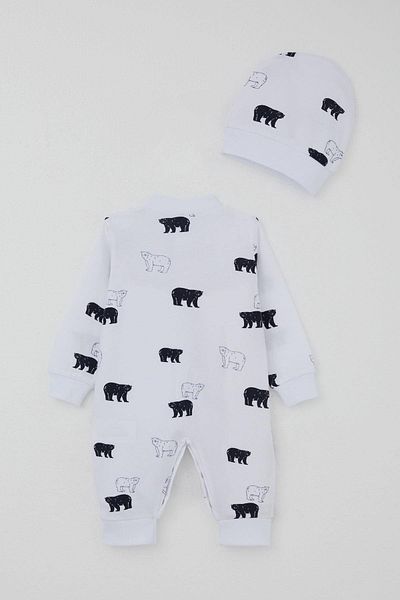 Breeze Baby Boy Jumpsuit Cute Polar Bear Patterned 0-6 Months, White