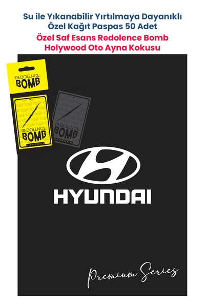 BALKAN AMBALAJ Suya Dayanıklı Hyundai Oto Paspas Kağıdı Siyah 50 Adet - 35x50...