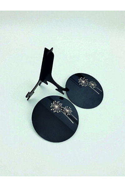 ASUDE HEDİYELİK 2 Pieces Plexiglass Round Tea, Coffee, Serving Tray Presentation Tray 15 cm Dandelion