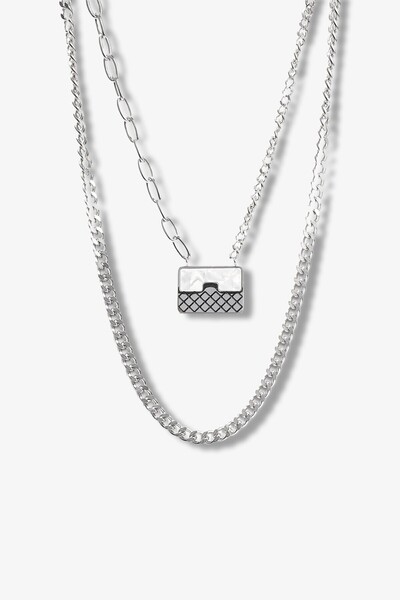 Getto Deri Chain Bag Steel Necklace
