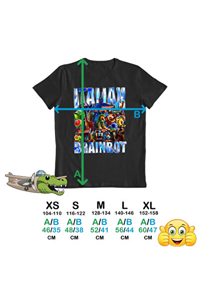 OEM Kids Boys' T-Shirt Brainrot Italian Retro Meme Shark