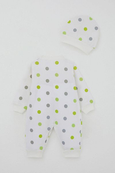 Breeze Baby Boy Jumpsuit Large Colorful Polka Dot 0-6 Months, Ecru