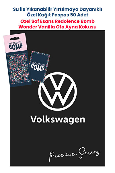 BALKAN AMBALAJ Suya Dayanıklı Volkswagen Oto Paspas Kağıdı Siyah 50 Adet 35x5...