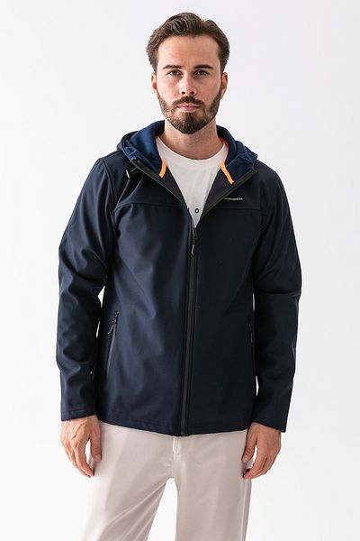 JB John Borners Men's Hooded Zippered Double Pocket Softshell Jacket Navy Blue - 25K 6044-1