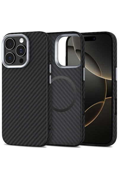 Techsuit Carcasă CarbonHalo MagSafe pentru iPhone 16 Pro, Neagră