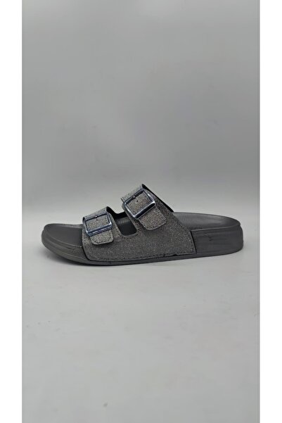 ŞAHGÜL Elegance Women's Silver Double Yoka Soft Soft Orthopedic Sole Slippers