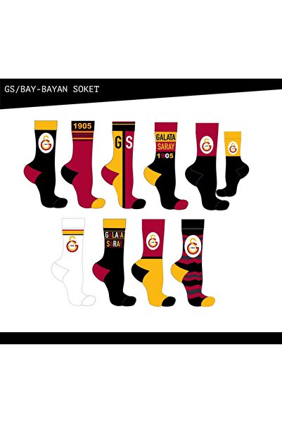 Çimpa Galatasaray 3'lü Yetişkin Orta Konç Çorap KArışık