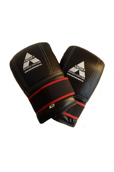 Anastasia Sport boxing bag gloves, leather, black, kickboxing/MMA training, size S