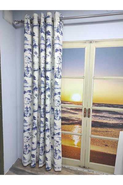 Evcimenhome Lined Rustic Curtain with Eyelets Metal Rings 170Cmx230Cm Twr