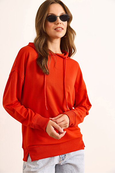 Olalook Women's Coral Hooded Soft Textured 2 Thread Sweatshirt Swt-19000719