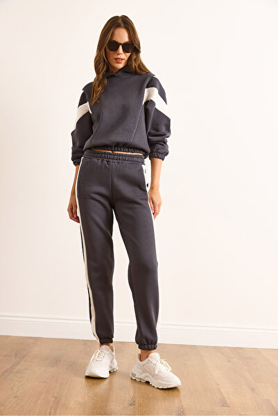 Olalook Γυναικείο Σετ Φούτερ με λεπτομέρεια καπνιστή ρίγα ETKM-0000070