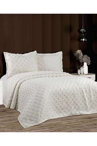 COTTON FİELD Hare Çift Kişilik Yatak Örtüsü Ekru