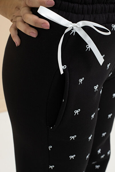 Cansın Mini Μαύρο φιόγκο με στάμπα με φαρδύ πόδι για κορίτσια 23424