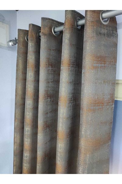 Evcimenhome Lined Rustic Curtain with Eyelets Metal Ring 170Cmx230Cm Color: Copper-Anthracite