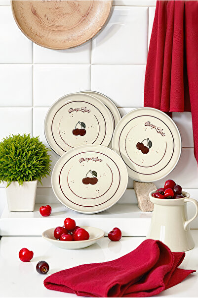 FH finehome Cherry Light Porcelain 4-Piece Cake Plate 21cm