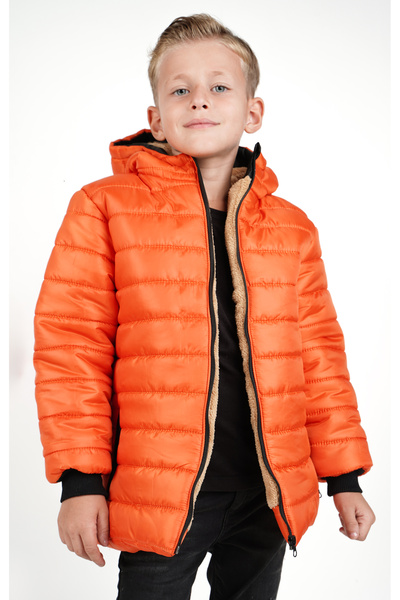 DUBLİNO KİDS Boy's Water and Windproof Fur Lined Hooded Coat