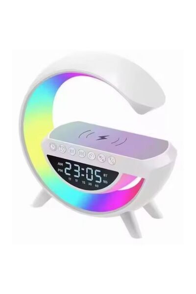 Rovitech 3-in-1 Speaker with Clock, LED RGB Lamp, Rovitech, Wireless Phone Charger, Bluetooth, RGB Light, Whi
