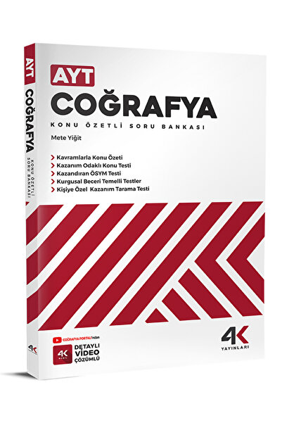4k Yayınları Ayt Coğrafya Konu Özetli Soru Bankası