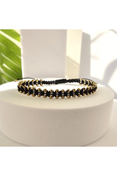 Abundo Adjustable bracelet "Gold Small Disco Ball" with hematite