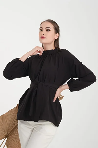 CNG MODA Hijab Belted Sleeve Gathered Shirt