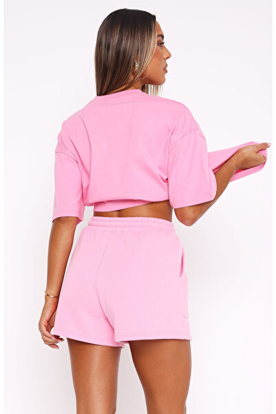 The Champ Clothing Kadın Yüksek Bel Cepli Rahat Şort – Oversize Kiraz Desenli Modern Tarz