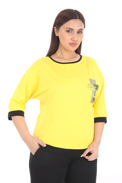 EXİTLİNE Women's Seasonal Yellow Color Special Stone Set