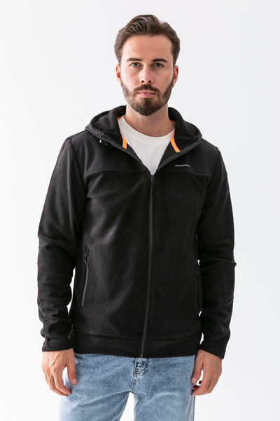 JB John Borners Men's Hooded Zippered Double Pocket Fleece Black - 25K 6044