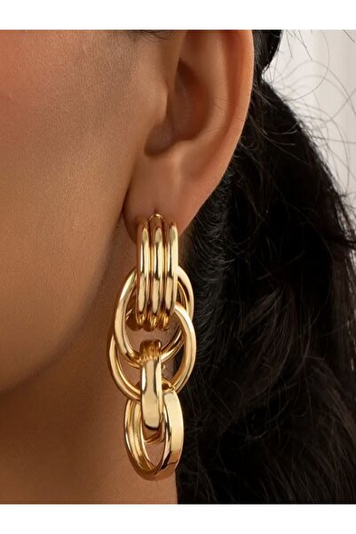 Alyas Aksesuar أقراط أنيقة ذات أظافر هندسية باللون الذهبي