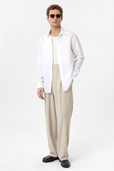 Antioch White Relax Fit Modal Fabric Men's Shirt