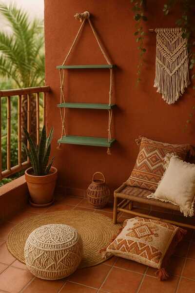 DemCey Home Ahşap Duvar Rafı 3'lü İpli Duvar Rafı Farklı Renk Seçenekleri