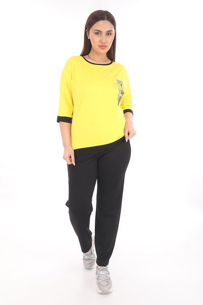 EXİTLİNE Women's Seasonal Yellow Color Special Stone Set