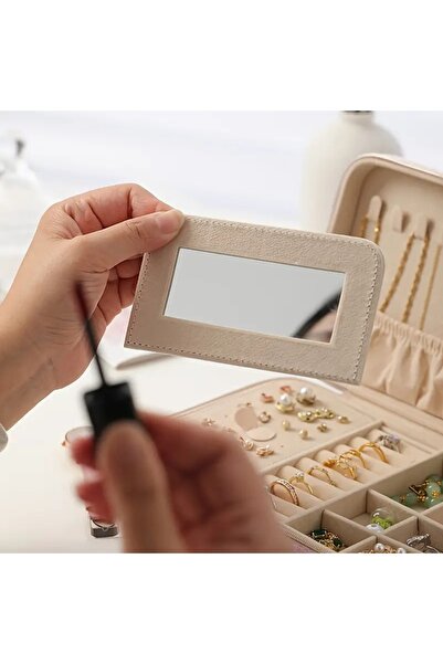 gaman Gmn-2 Luxury Velvet Jewellery Jewelry Box - Ring Earrings Gold Necklace Jewelry Organizer / with Mirror