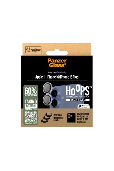 Panzer Glass Hoops iPhone 16 |   16 Plus Transparent Camera Lens Protector