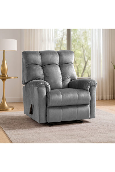 BACK COMFORT Prime Velvet Rocking Swivel Recliner,Adjustable Back& Footres